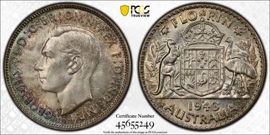 1943-S Florin KM-40  Ag MS65+