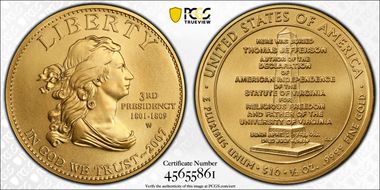 2007-W $10 Jefferson's Liberty MS70