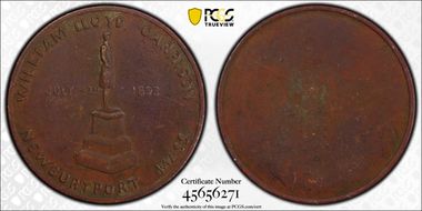 1893 Medal HK-764 Var Bronze William Lloyd Garrison Statue AU50