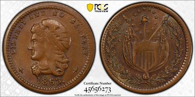 1863 CWT F-36/340a, Liberty/No Slavery MS62BN