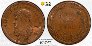1863 CWT F-36/271a Liberty and No Slavery N1BN