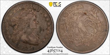 1795 $1 Draped Bust, Off-Center VF35