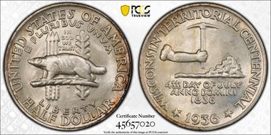 1936 50C Wisconsin MS66