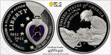 2022-W $1 National Purple Heart Hall of Honor PR69DCAM