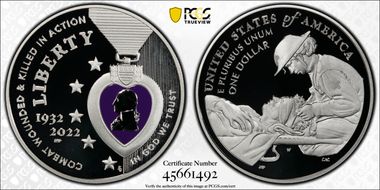 2022-W $1 National Purple Heart Hall of Honor PR69DCAM