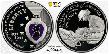 2022-W $1 National Purple Heart Hall of Honor PR69DCAM