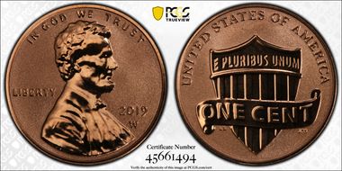 2019-W 1C Shield - Reverse Proof PR69RD
