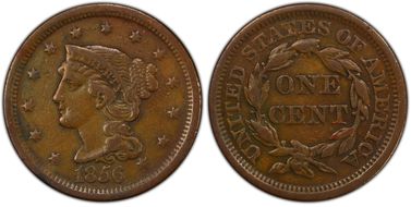 1856 1C Slanted 5 VF30BN
