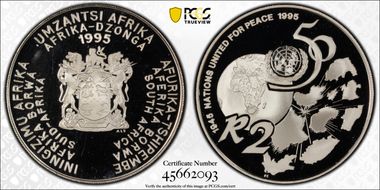 1995 2 Rand U.N. 50th Anniversary PR69DCAM