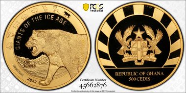 2022 500 Cedis Giants of the Ice Age - Cave Lion PR70DCAM