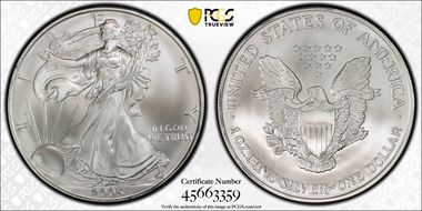 2005 $1 Silver Eagle MS70