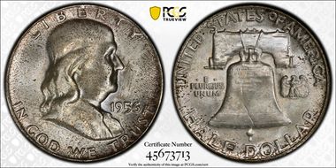 1956 50C Obv Die Clash FS 402 MS65FBL