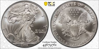 1998 $1 Silver Eagle MS69