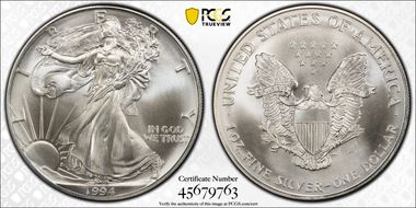 1994 $1 Silver Eagle MS69