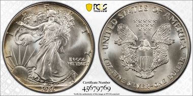 1986 $1 Silver Eagle MS69