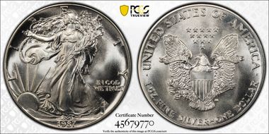 1987 $1 Silver Eagle MS69