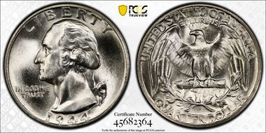 1944-S 25C DDO, FS-101 MS66