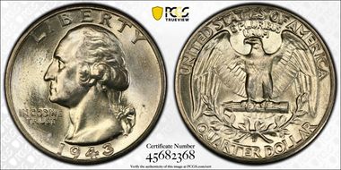 1943-D 25C DDO FS-101 MS64