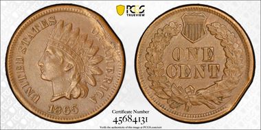 1865 1C Plain 5 AU50BN