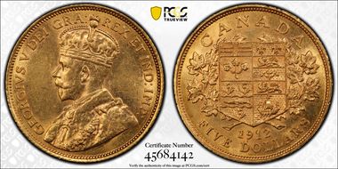 1912 $5 AU58