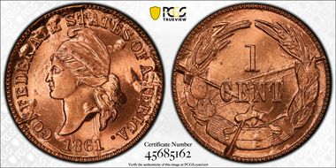 (1961) CSA 1C Bashlow Restrike, Bronze MS67RD