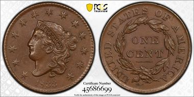 1833 1C Newcomb 6 AU58BN