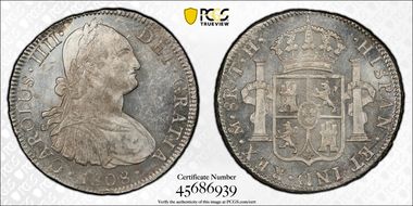 1808-Mo TH 8 R Calico-988 Charles IIII MS63PL