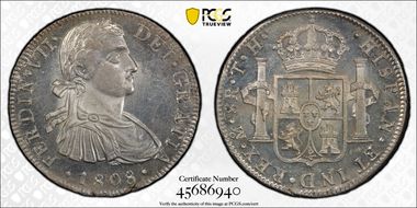 1808-Mo TH 8 R Calico-1306 Ferdinand VII MS64PL