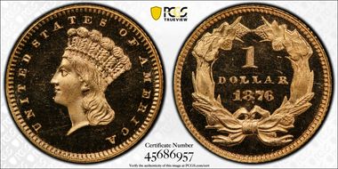 1876 G$1 PR67DCAM
