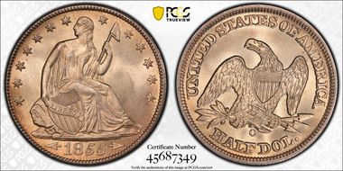 1855-O 50C Arrows MS65+ 