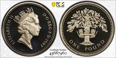 1987 £1 S-J5 English Design Ag Pft PR69DCAM
