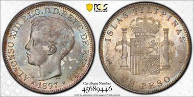 1897-SG V Peso Calico-122  Ag MS65