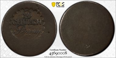 (1790) Church 1P Albany, New York 'D' Above AU50BN