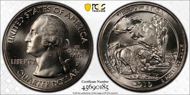 2010-D 25C Yellowstone NP Satin Finish SP66