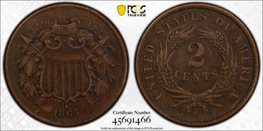 1865 2C Fancy 5 XF40BN