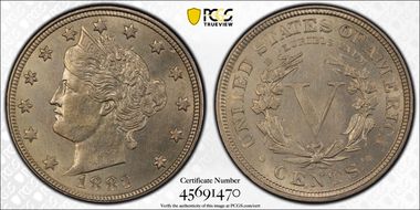 1883 5C With CENTS MS62