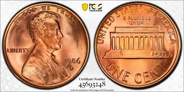 1986-D 1C MS69RD