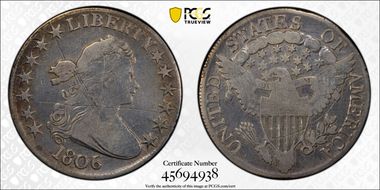 1806 50C Pointed 6, No Stem N1