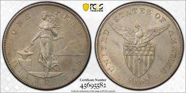 1903-S Peso KM-168 Ag AU58