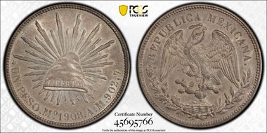 1908-Mo AM Peso KM-409.2 AU58