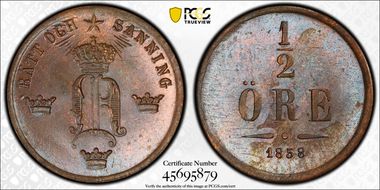 1858/7 1/2 Öre MS65BN