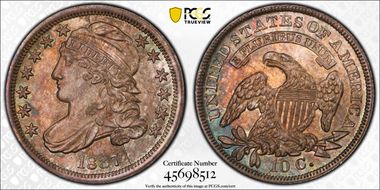 1837 10C Capped Bust MS65+