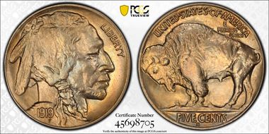 1919-S 5C MS65