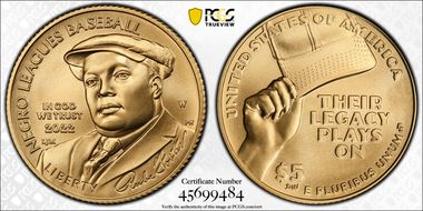 2022-W $5 Negro Leagues Baseball MS70