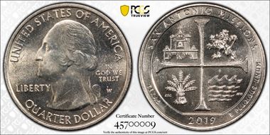 2019-W 25C San Antonio Missions NP MS65