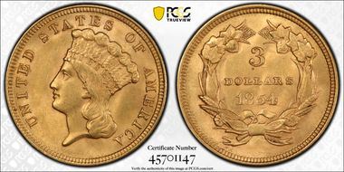1854 $3 MS62