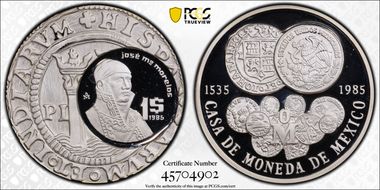 1985-Mo Medal 450th. Ann. Mexico Mint Ag PR69