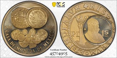 1985-Mo Medal 450th. Ann. Mexico Mint Cu-Ni-Zn SP69