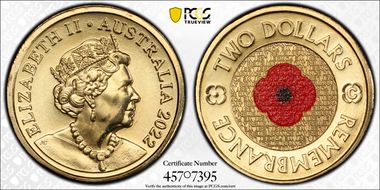 2022-C $2 Remembrance Day Colorized MS67