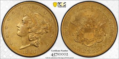 1860-O $20 AU53
